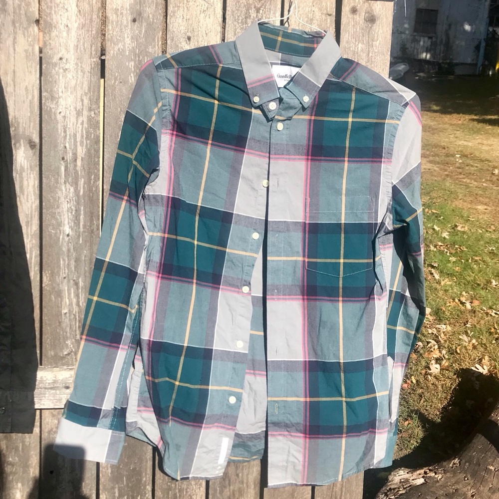 Goodfellow & Co Green Plaid Flannel Button Down